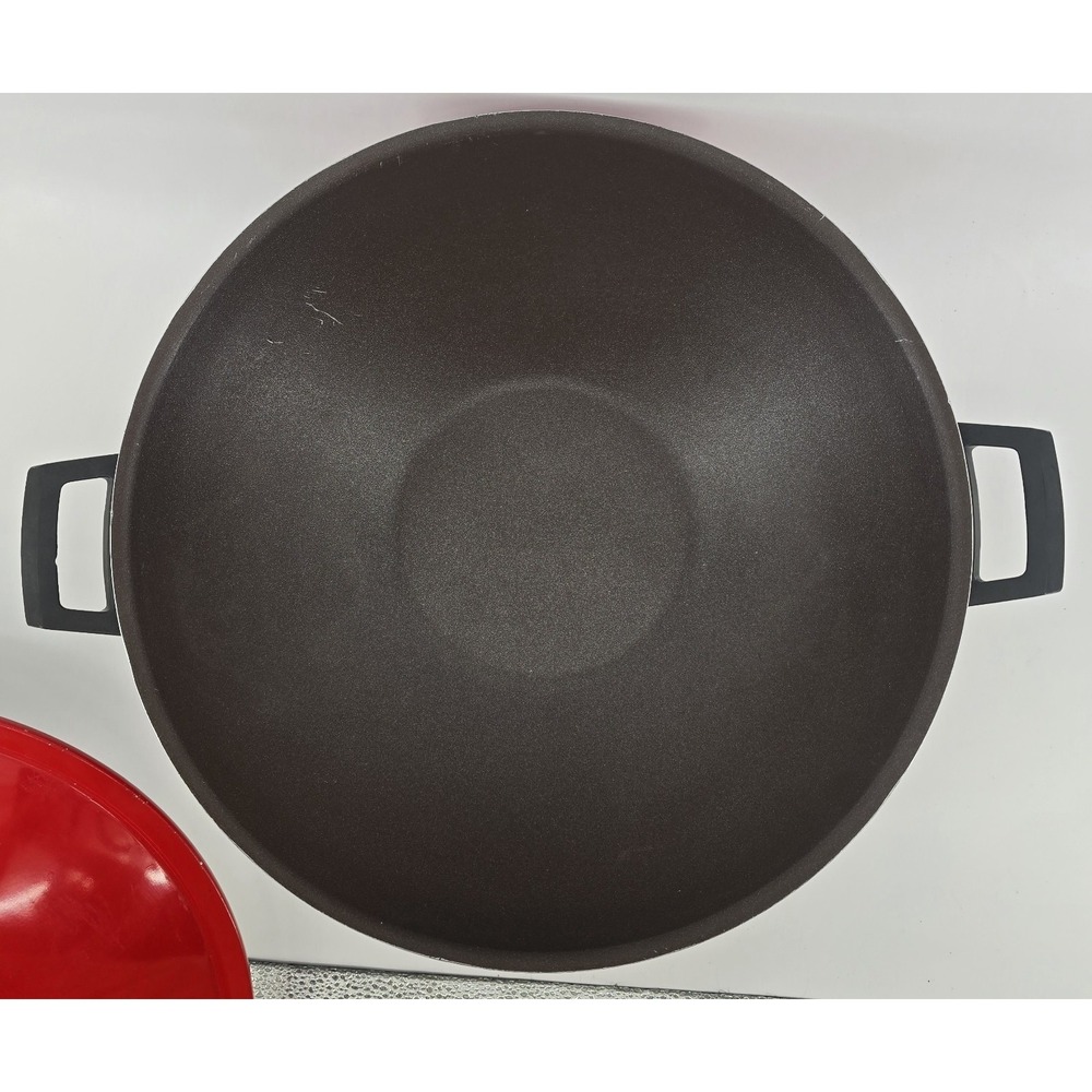 Vtg 70s West Bend Electric Wok Red Made in USA Tested Works 14" w/ Rack, Cord - Picture 3 of 14